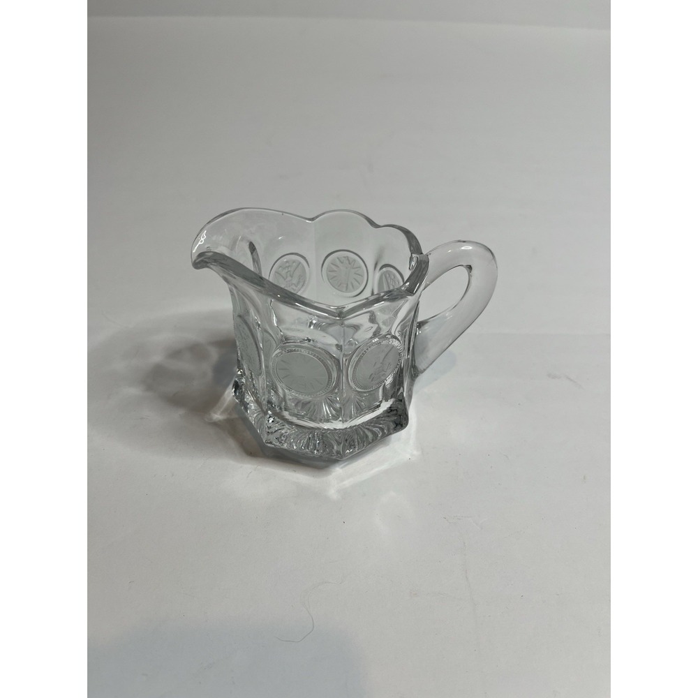 Vintage Fostoria Glass Coin Creamer Decorative Pressed Glass